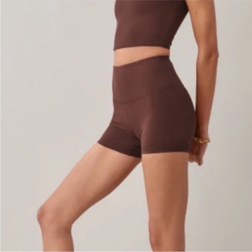 Reformation Ecostretch High Rise Bike Shorts‎ Brown Medium